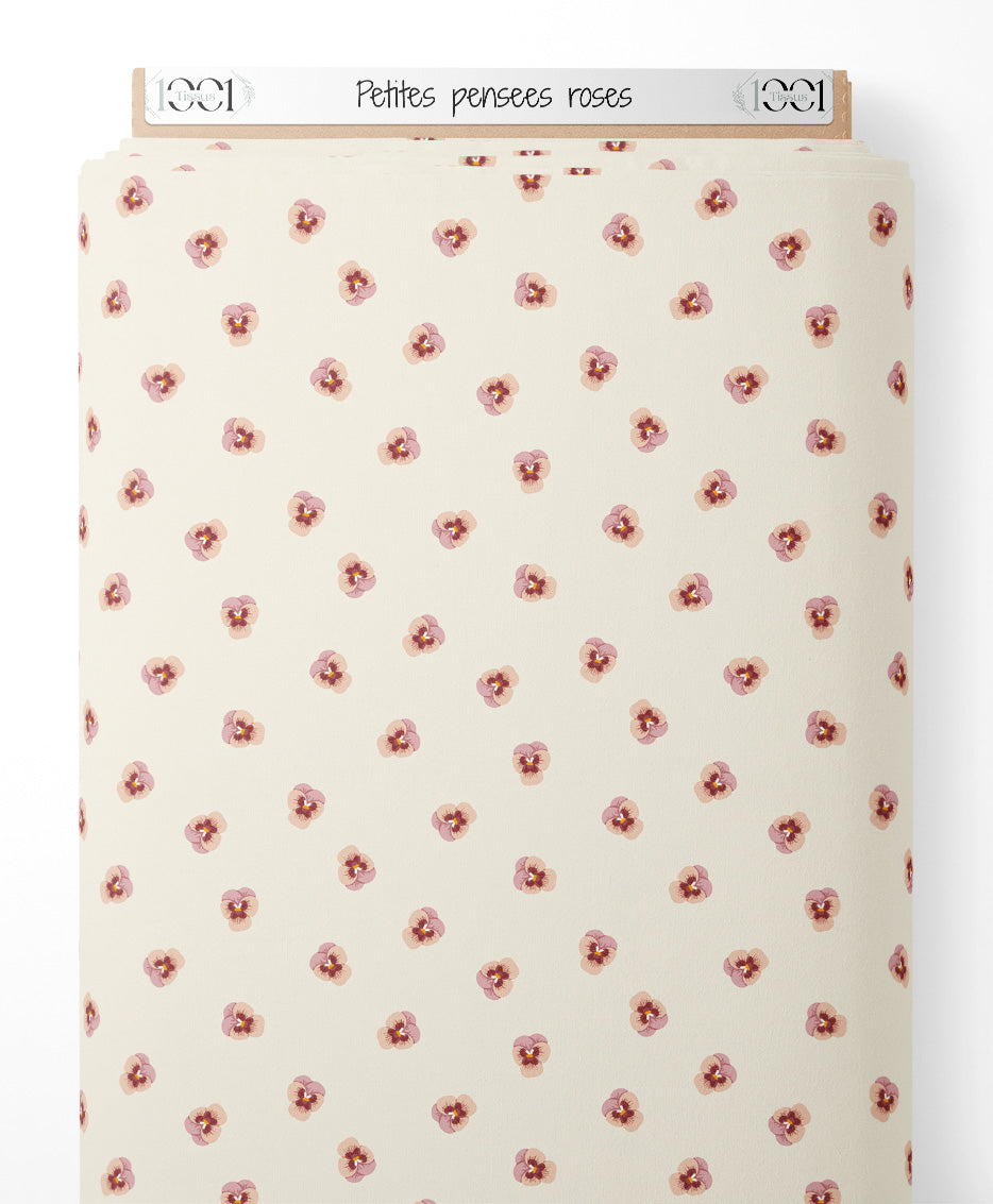 Tissu - Petites pensées roses