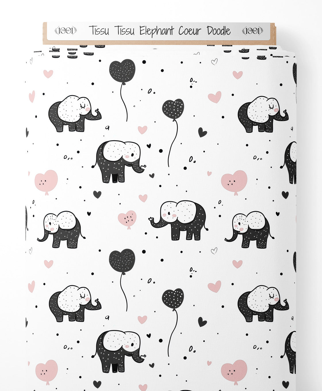 Tissu - Tissu Elephant Coeur Doodle