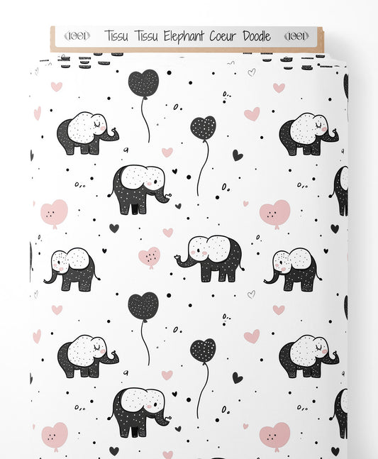 Tissu - Tissu Elephant Coeur Doodle