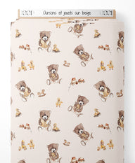 Tissu - Oursons et jouets sur beige