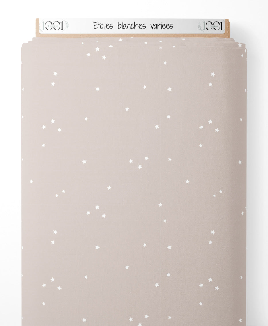 Tissu - Étoiles blanches variées