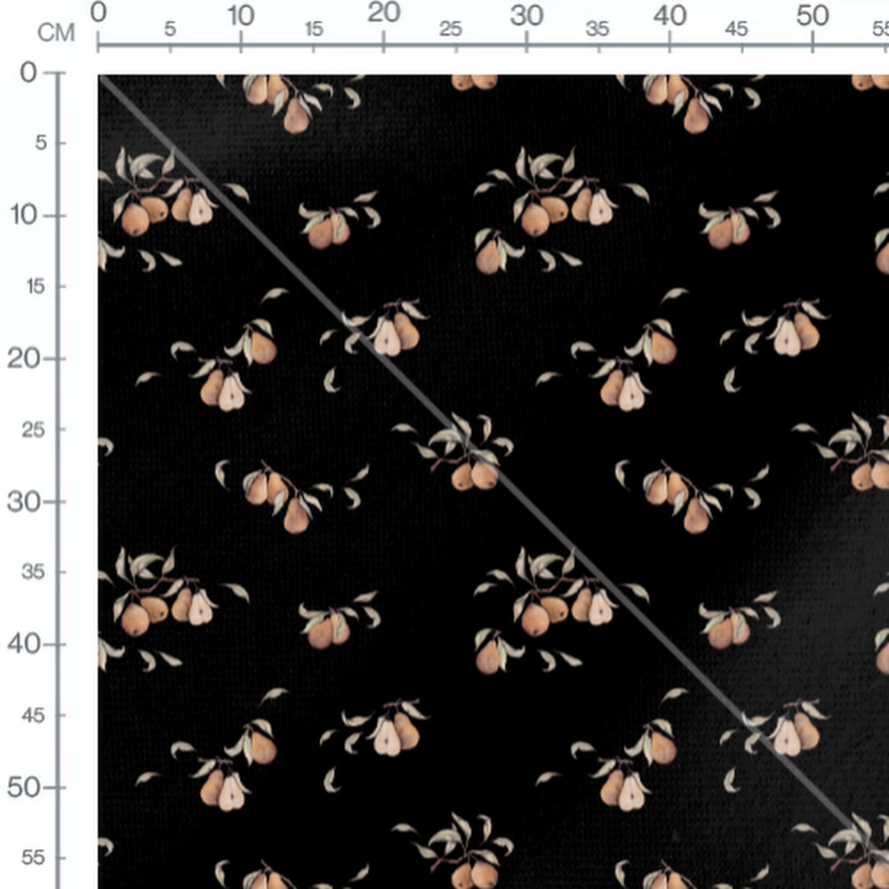 Tissu - Poires sur fond noir