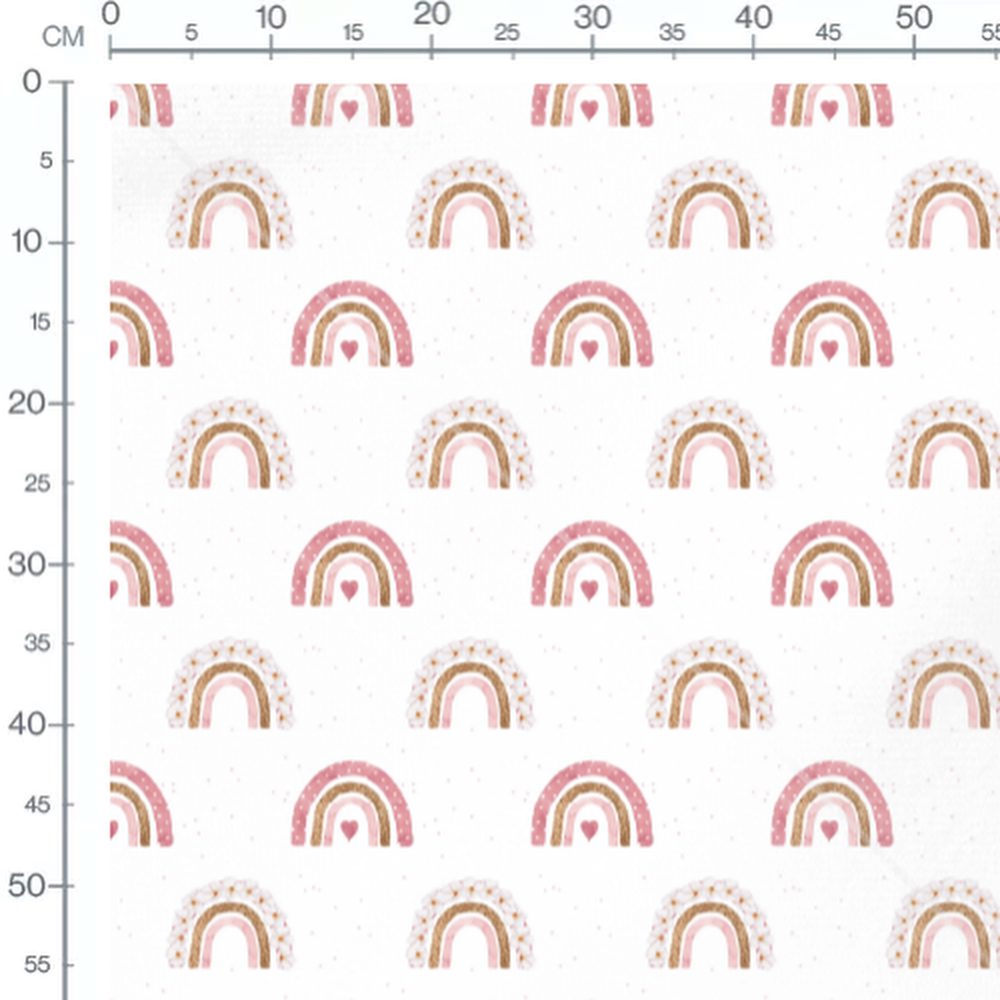 Tissu - Arcs-en-ciel roses et fleurs