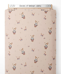 Tissu - Oursons et tambours colorés