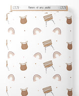 Tissu - Paniers et arcs pastel