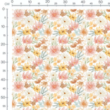 Tissu - Fleurs aquarelle et papillons