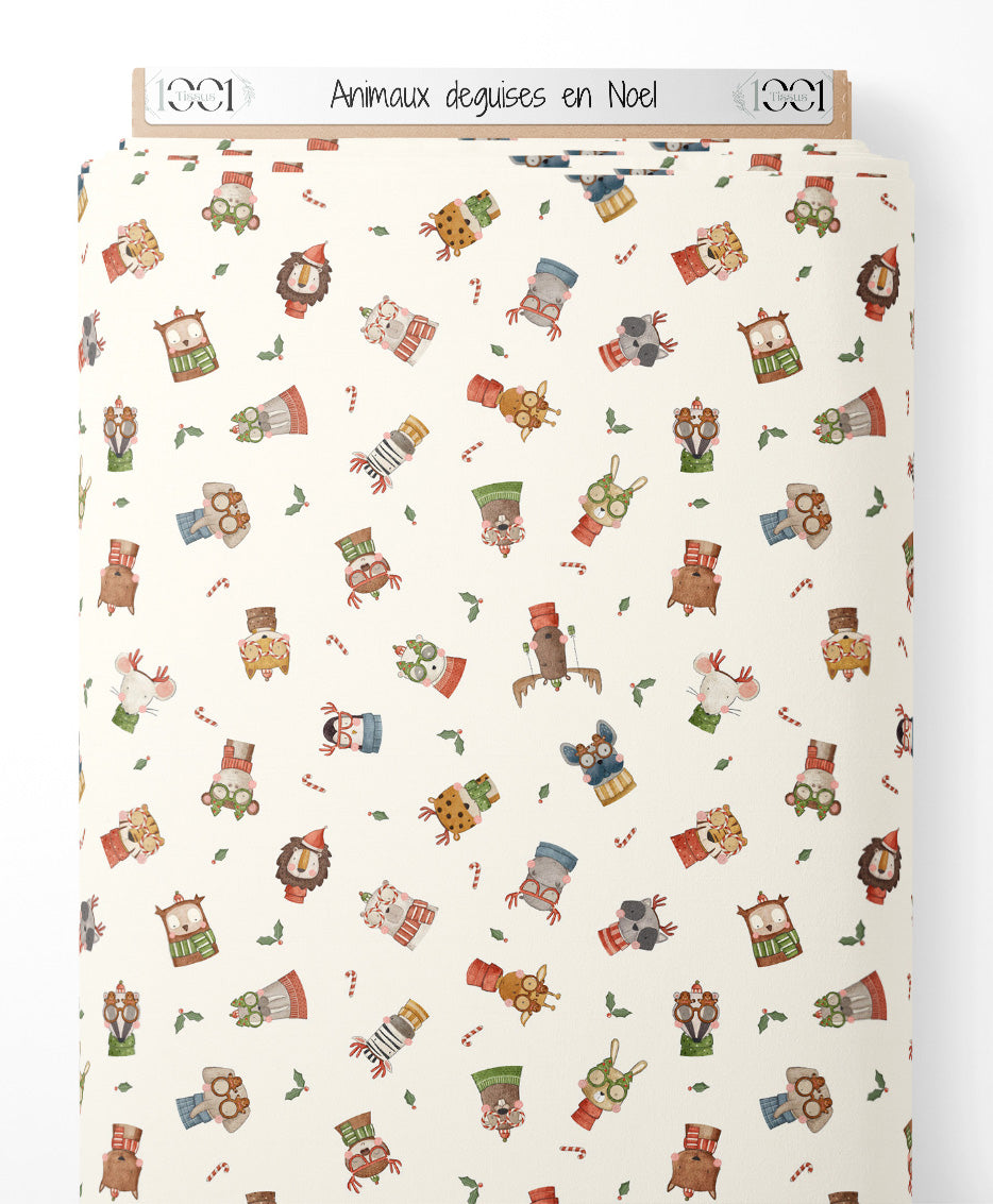 Tissu - Animaux déguisés en Noël