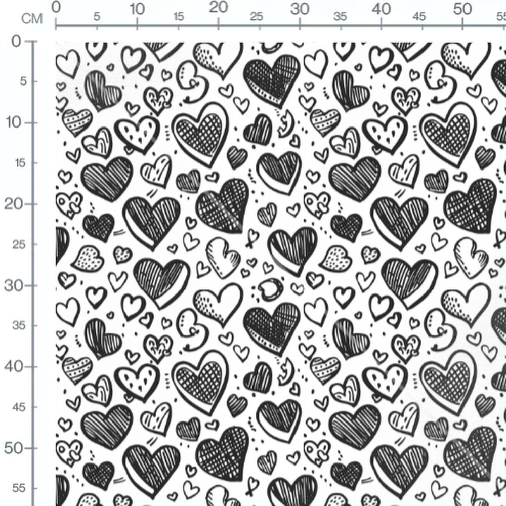 Tissu - Tissu Coeur Doodle