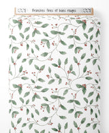 Tissu - Branches fines et baies rouges