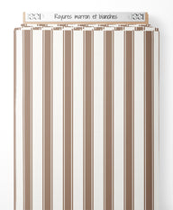 Tissu - Rayures marron et blanches