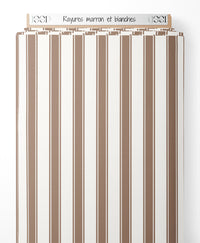 Tissu - Rayures marron et blanches