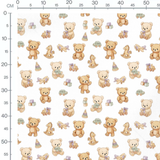 Tissu - Oursons beige et jouets pastel