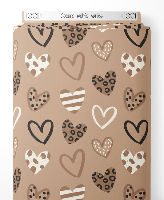 Tissu - Cœurs motifs variés