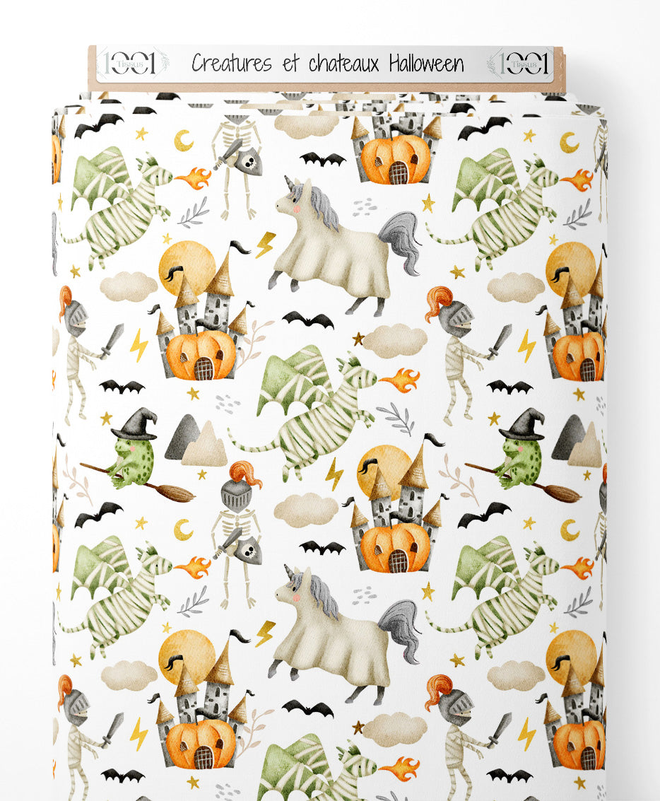 Tissu - Créatures et châteaux Halloween