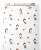 Tissu - Ours polaires sur blanc