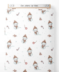 Tissu - Ours polaires sur blanc