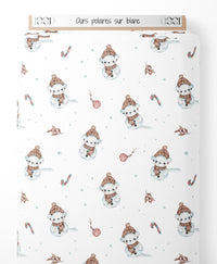 Tissu - Ours polaires sur blanc