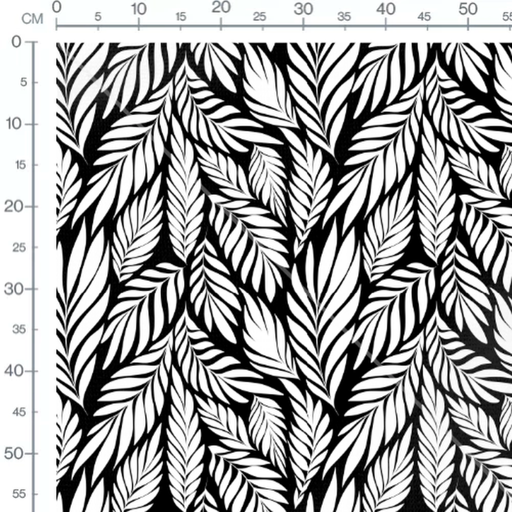 Tissu - Feuillage stylisé en noir