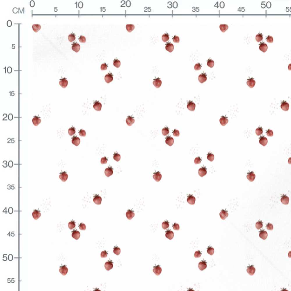 Tissu - Fraises rouges avec points roses