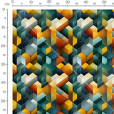Tissu - Mosaïque Cubes Vert Or