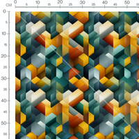 Tissu - Mosaïque Cubes Vert Or