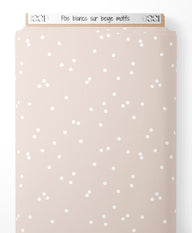 Tissu - Pois blancs sur beige motifs