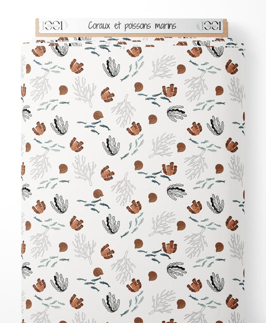 Tissu - Coraux et poissons marins