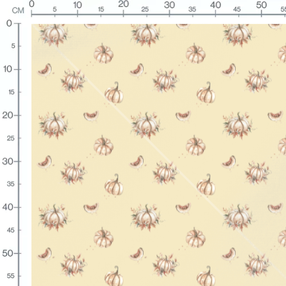 Tissu - Citrouilles aquarelle sur fond