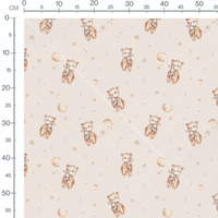 Tissu - Oursons et lapins sur beige clair