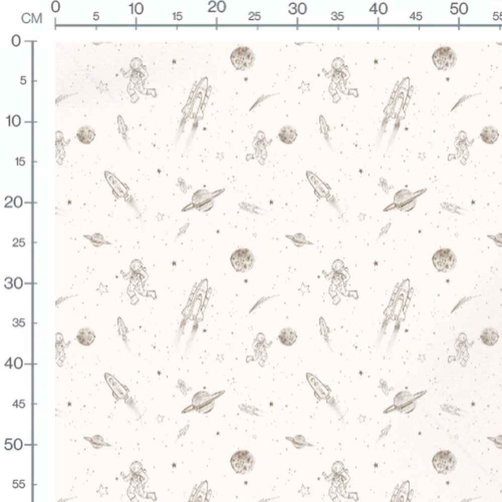 Tissu - Astronautes et fusées dessinés