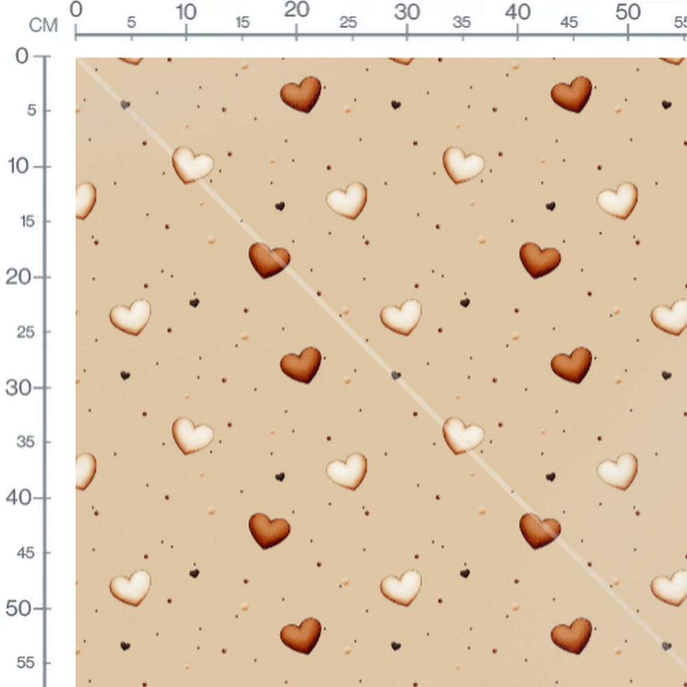 Tissu - Cœurs dégradés sur beige