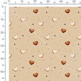 Tissu - Cœurs dégradés sur beige