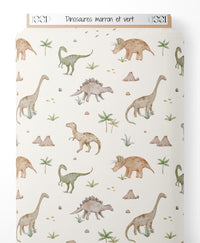 Tissu - Dinosaures marron et vert