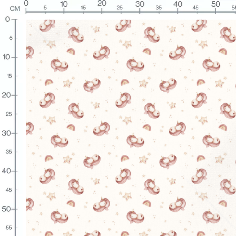 Tissu - Licornes roses et arcs-en-ciel 2