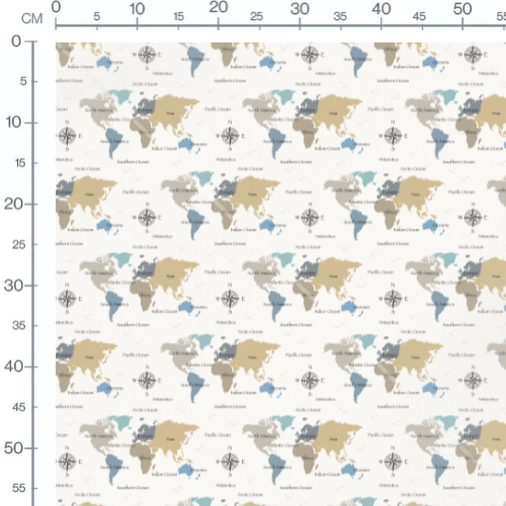 Tissu - Carte du monde colorée