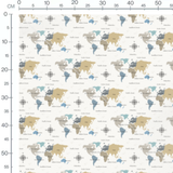 Tissu - Carte du monde colorée