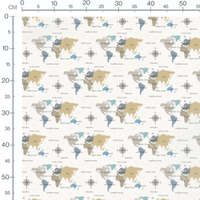 Tissu - Carte du monde colorée