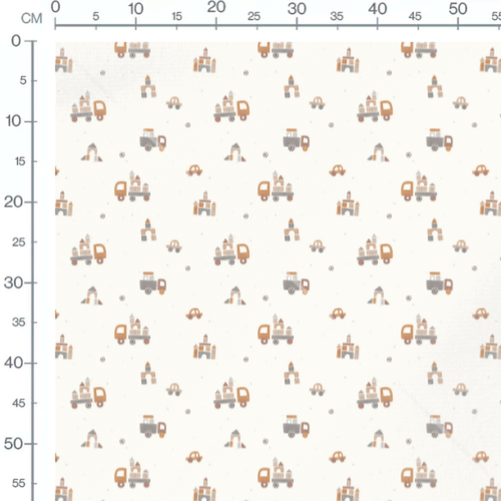 Tissu - Véhicules et blocs colorés