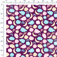 Tissu - Nuages colorés sur violet