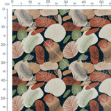 Tissu - Feuilles colorées sur fond sombre