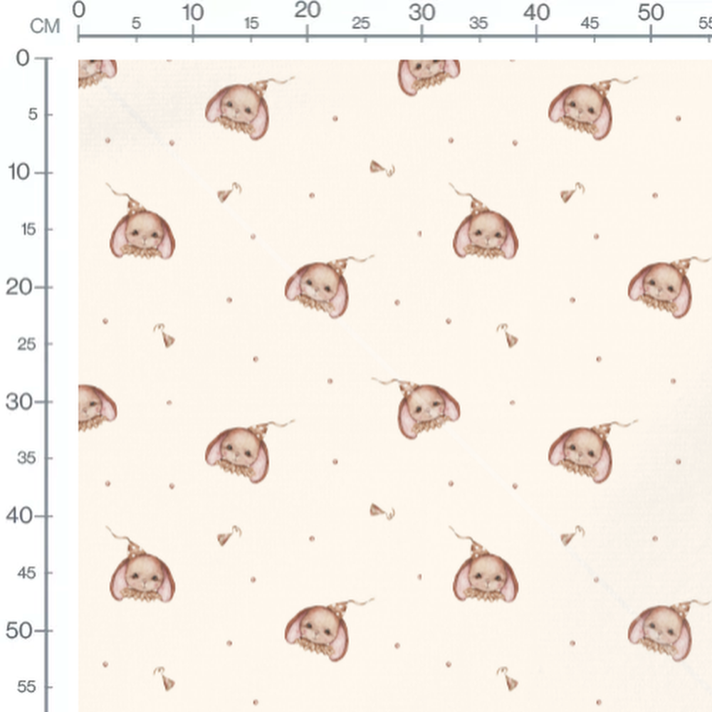 Tissu - Petits lapins chapeaux pointus