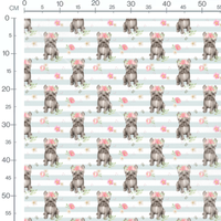 Tissu - Chiens et fleurs pastel