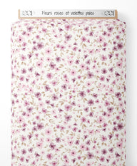 Tissu - Fleurs roses et violettes pâles
