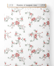 Tissu - Branches et bourgeons roses