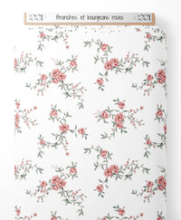 Tissu - Branches et bourgeons roses
