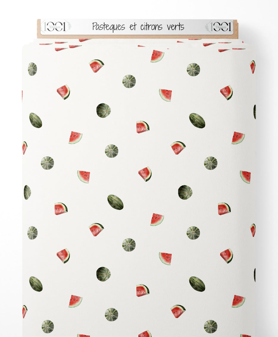 Tissu - Pastèques et citrons verts