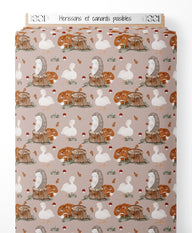 Tissu - Hérissons et canards paisibles