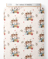 Tissu - Ours cadeaux et branches
