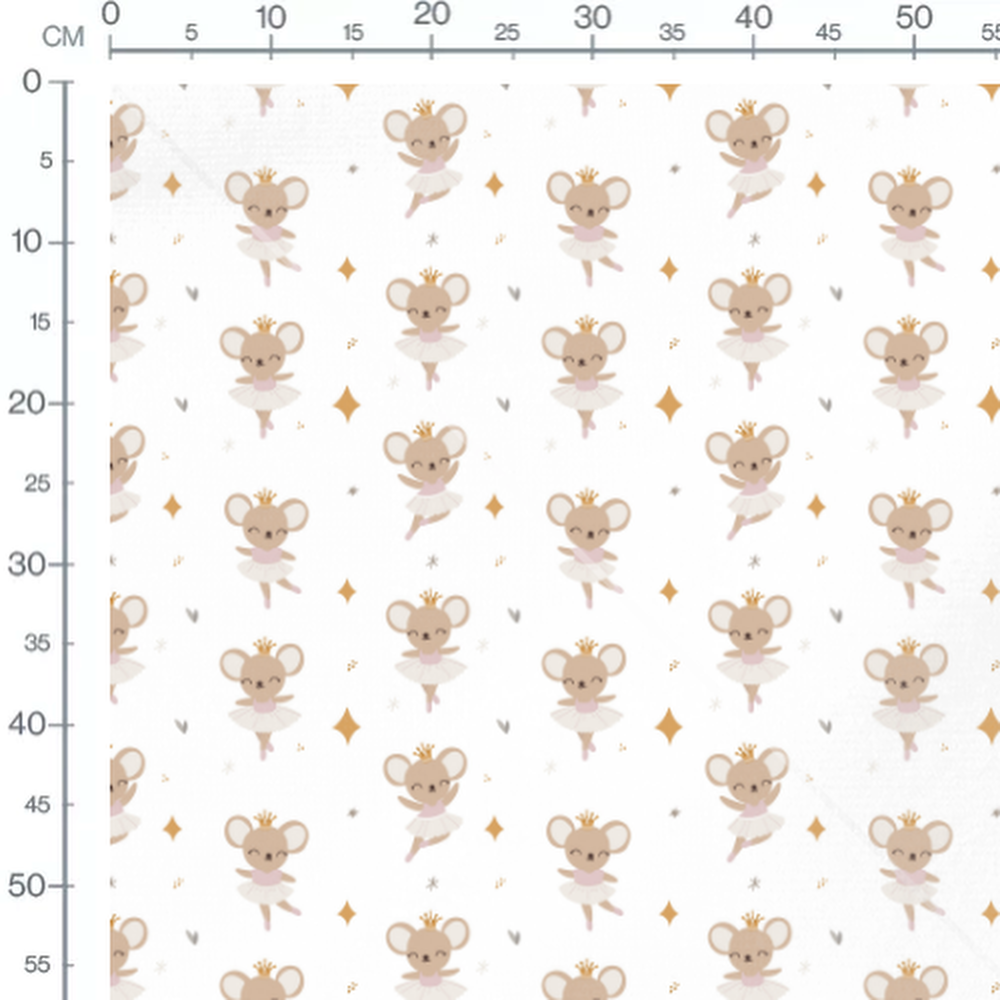 Tissu - Souris ballerines couronnées