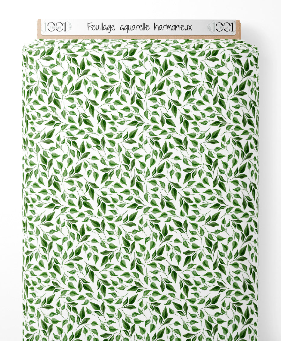 Tissu - Feuillage aquarelle harmonieux